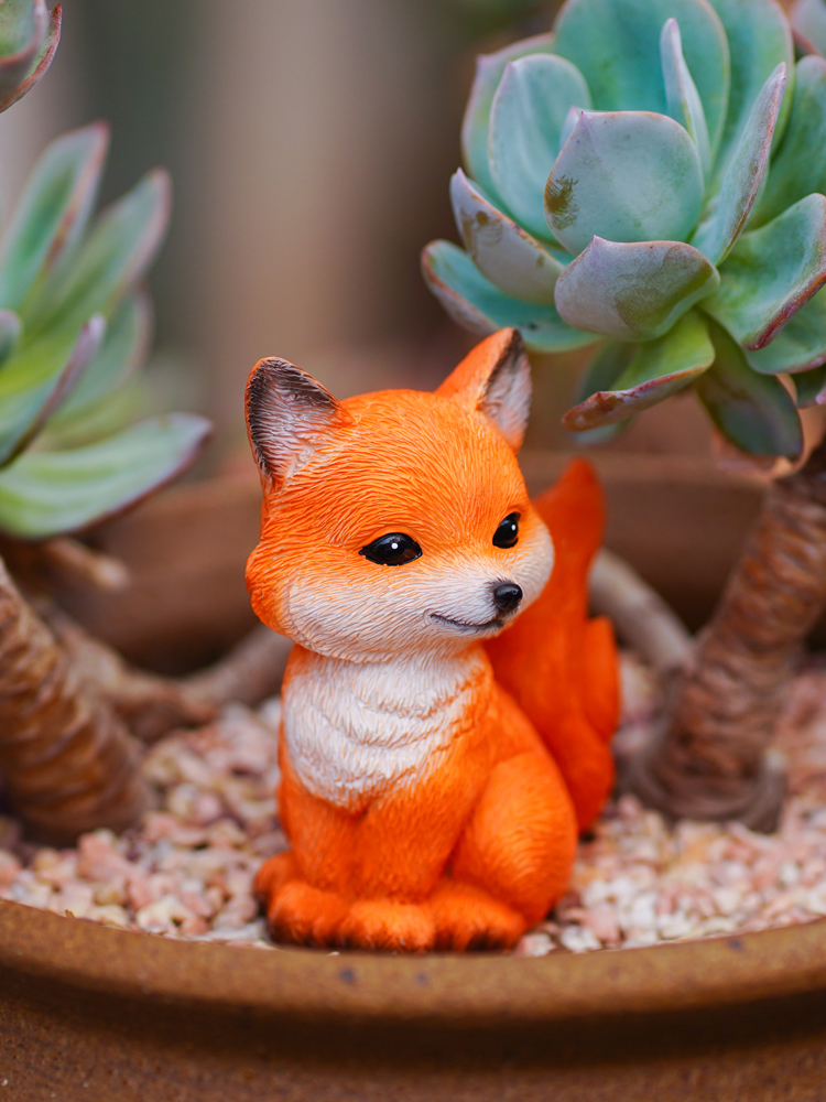 Cute Fox Resin Decoration Orna – обзор и цена Bonsai Garden Europe