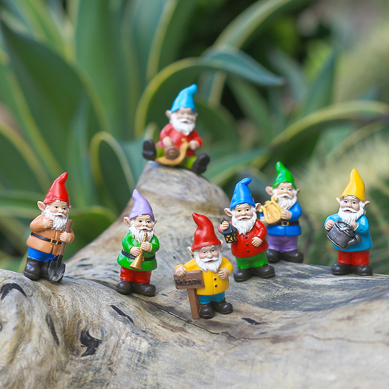 7Pcs/Set Miniature Funny Gnome – обзор и цена Bonsai Garden For Desk