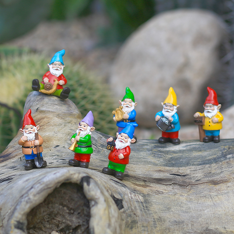 7Pcs/Set Miniature Funny Gnome – обзор и цена Bonsai Garden For Desk